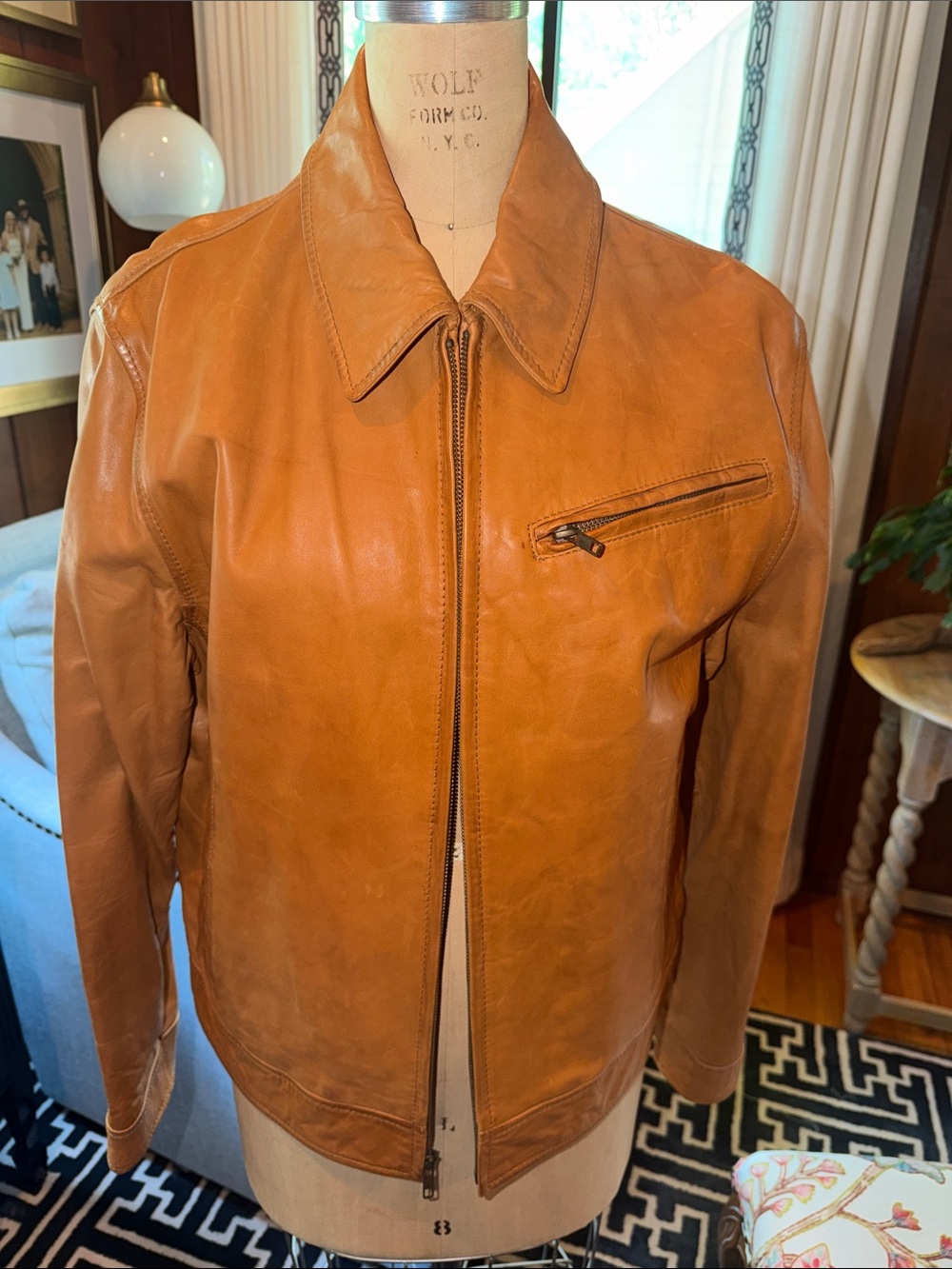 Daniel Cremieux Men's Tan Leather Bomber Jacket